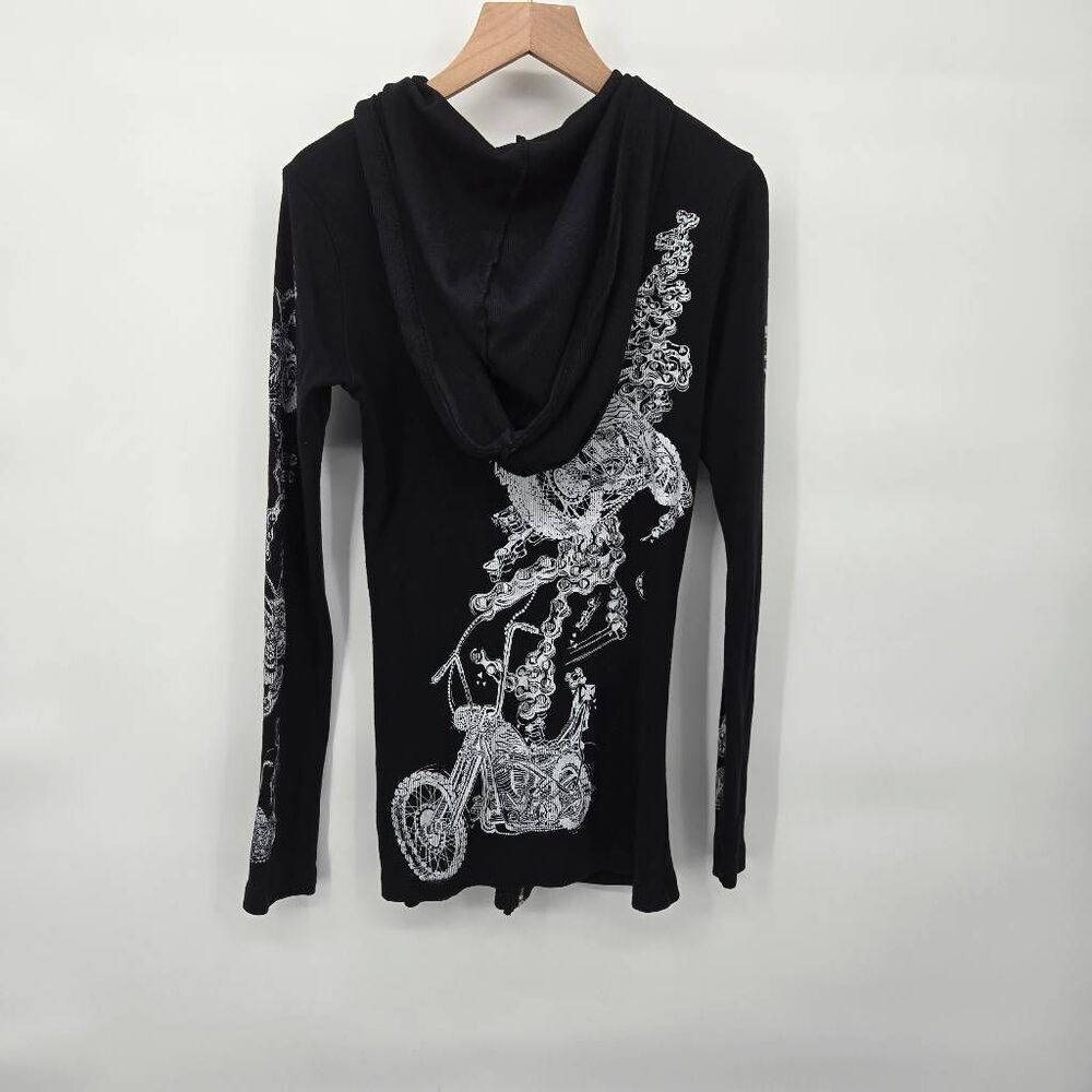 Lauren Moshi Zip Up Hoodie Size Small Black Motorcycle